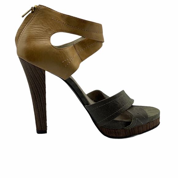 Elizabeth and James Platform Leather Colorblock Pattern Pumps Vero Cuoio 7B - Picture 1 of 12